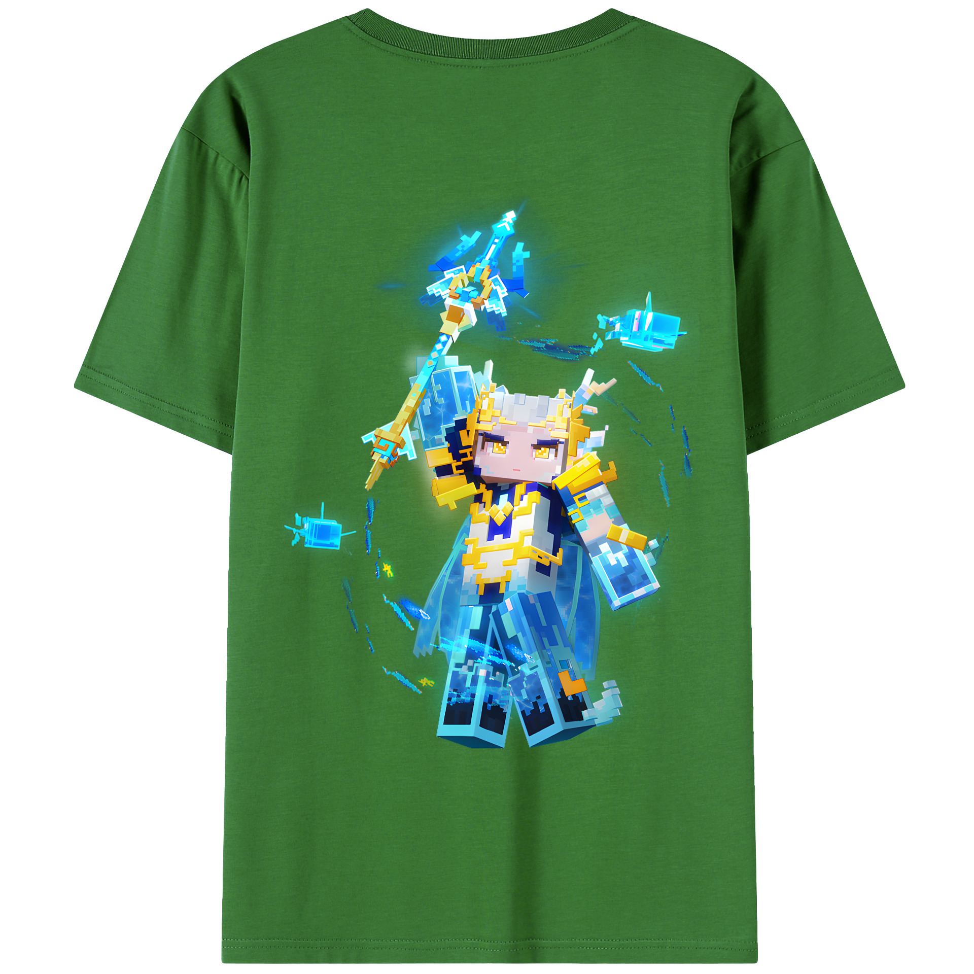 （画像用） マインクラフト ブロックの世界 Minecraft MC Block world レディース半袖Tシャツ(バックプリント)